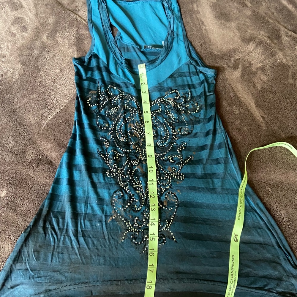 Miss Me Sheer Teal Tank - Picture 5 of 9